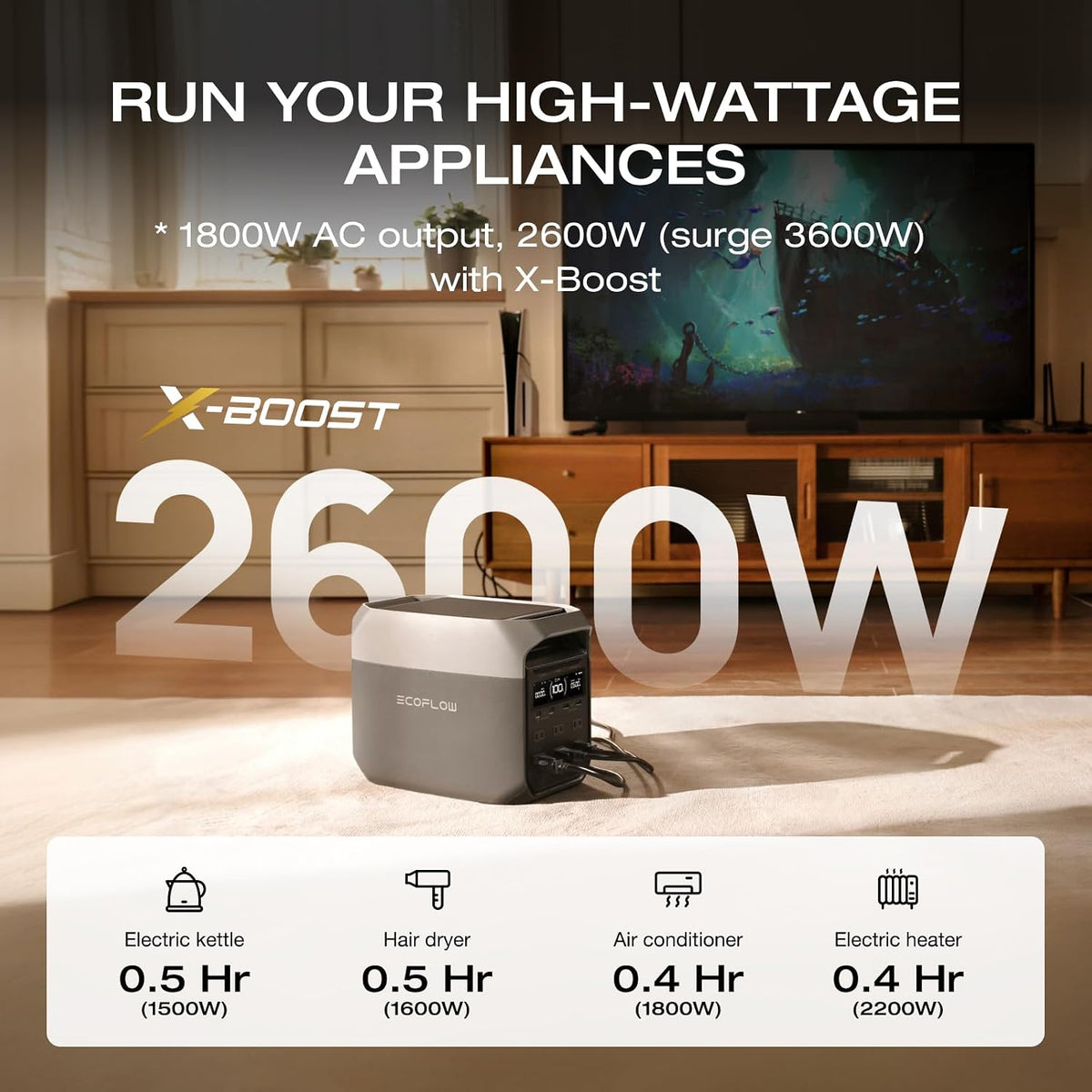 EF ECOFLOW Delta 3 Portable Power Station, 1024Wh 1800W | LiFePO4 Battery, Full Charge in 56 Min, 1800W AC/100W USB-C Output, Solar Generator for Home...