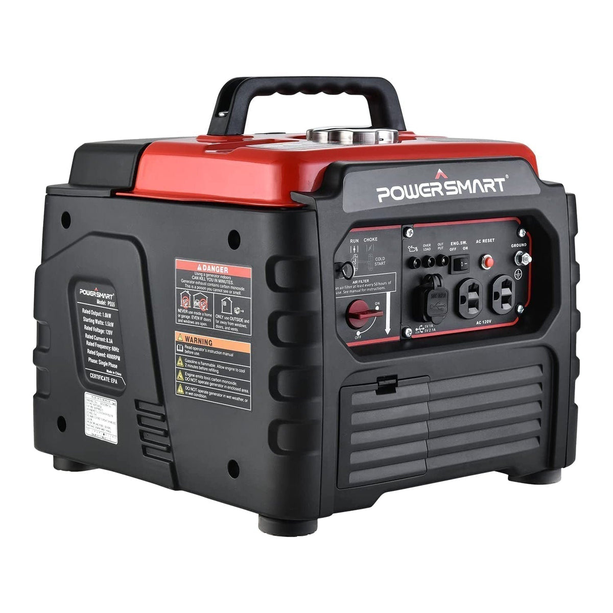 POWERSMART 1500W 4-Stroke Inverter Generator, USB, Camping