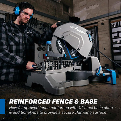 Evolution S14MCS 14" Mitering Chop Saw | Cold Cut Steel Saw | EVOMAX Intelligent Motor & Blade | 3500+ Blade Life | Burr-Free Finish | Shadow Guide | +/-46° Miter | Soft Start | Reinforced Base