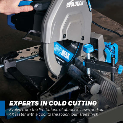 Evolution S14MCS 14" Mitering Chop Saw | Cold Cut Steel Saw | EVOMAX Intelligent Motor & Blade | 3500+ Blade Life | Burr-Free Finish | Shadow Guide | +/-46° Miter | Soft Start | Reinforced Base