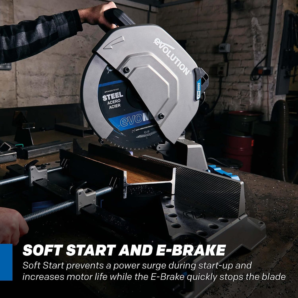 Evolution S14MCS 14" Mitering Chop Saw | Cold Cut Steel Saw | EVOMAX Intelligent Motor & Blade | 3500+ Blade Life | Burr-Free Finish | Shadow Guide | +/-46° Miter | Soft Start | Reinforced Base