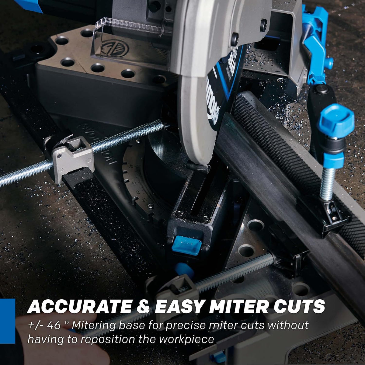Evolution S14MCS 14" Mitering Chop Saw | Cold Cut Steel Saw | EVOMAX Intelligent Motor & Blade | 3500+ Blade Life | Burr-Free Finish | Shadow Guide | +/-46° Miter | Soft Start | Reinforced Base