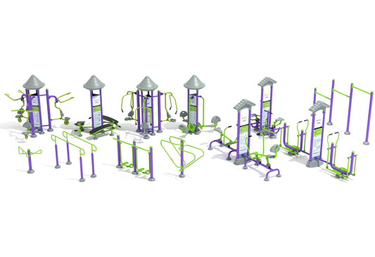 Boot Camp Outdoor Fitness Course, a Dozen Double and Triple Stations