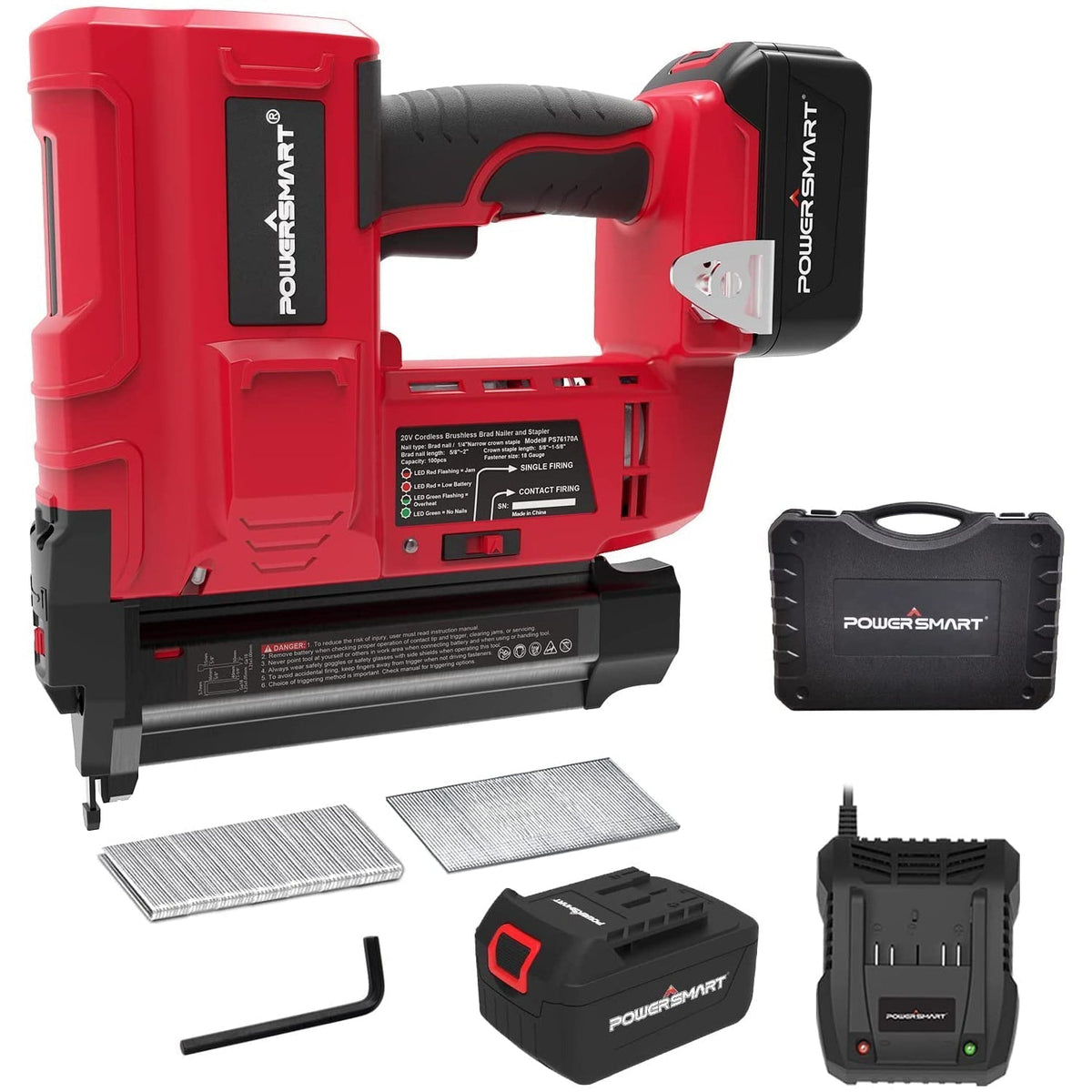 KIMO 20V Cordless 18-Gauge Brad Nailer and Stapler, 4.0Ah