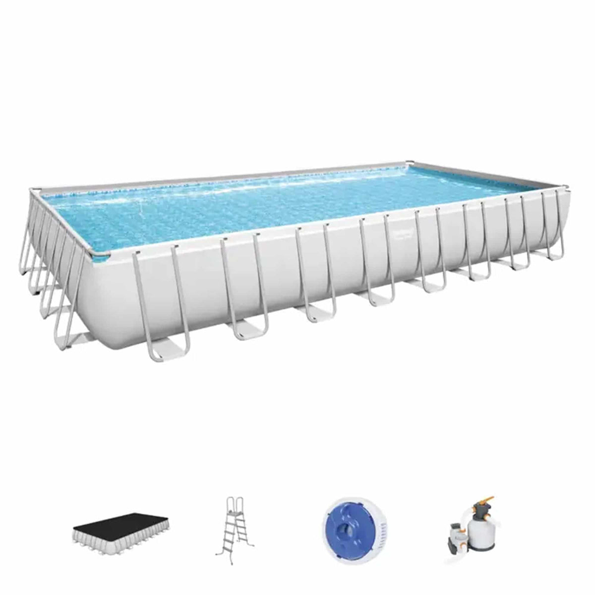 Bestway Power Steel 31’4″ x 16′ x 52″ Above Ground Rectangular Swimming Pool Set