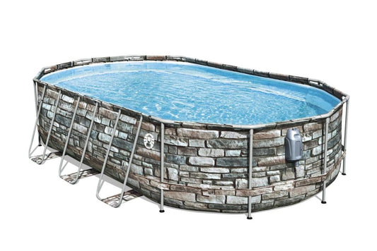 Coleman 20′ Power Steel Comfort Jet Oval 48″ Deep Metal Frame Above Ground Pool