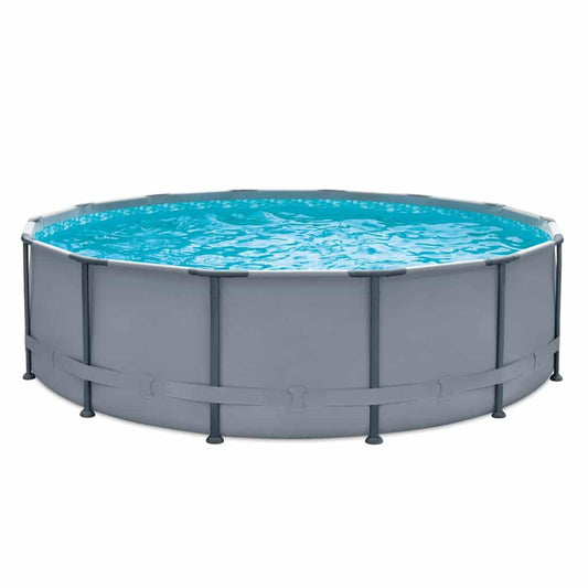 Summer Waves 14 ft Round Elite Frame Above Ground Pool, Cool Gray