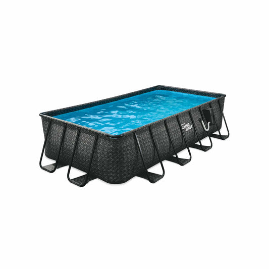 Summer Waves 16′ Long Dark Herringbone Elite Frame Outdoor Rectangular Pool